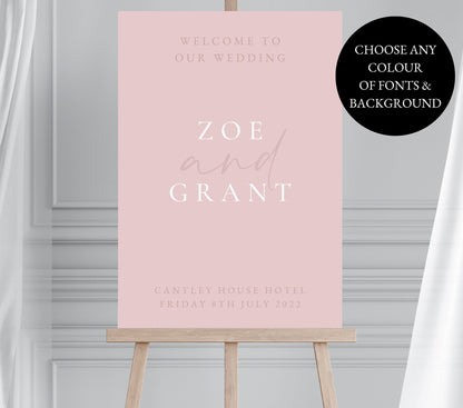 Dusky Pink Wedding Welcome Sign, Modern Wedding Welcome Sign, Baby Pink Wedding Sign, Blush Pink Welcome Sign