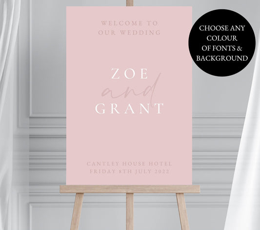 Dusky Pink Wedding Welcome Sign, Modern Wedding Welcome Sign, Baby Pink Wedding Sign, Blush Pink Welcome Sign