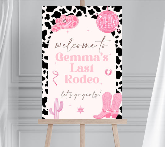 LAST HOEDOWN RODEO Bridal Shower Welcome Sign, Cowgirl Hen Party Welcome Sign, Last Rodeo Hen Party Welcome, Let's go girl  hen party sign