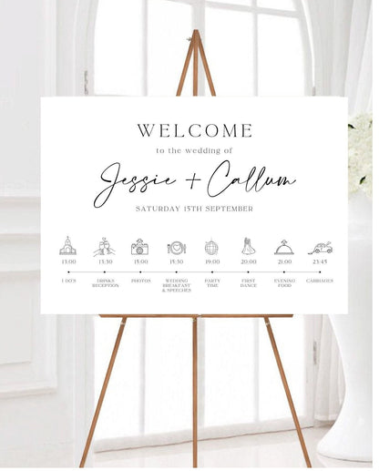 Minimalist Order of the Day Welcome Sign, Wedding Order of Events Welcome, Minimalist Wedding Timeline Sign, Large Wedding Program