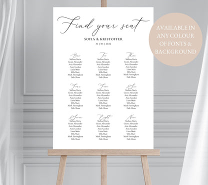 Calligraphy Wedding Table Plan, Large Minimalist Seating Chart, Find Your Seat Sign, Our Favourite People, Modern Wedding Table Plan