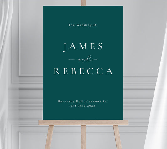 Minimalist Forest Green Wedding Welcome Sign, Dark Green Welcome Sign, Modern Wedding Signage, Emerald Green Welcome Sign