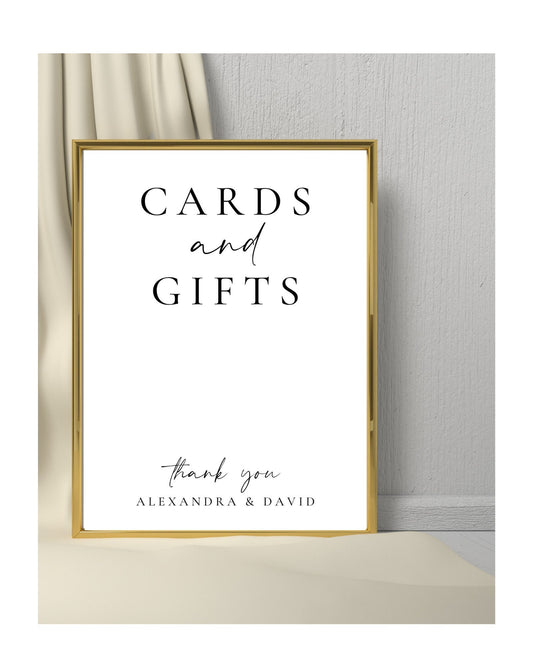 Wedding cards and gifts sign, gift table sign, bridal shower gifts sign, wedding cards sign