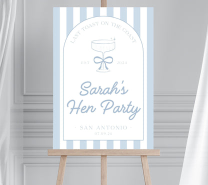 Last Toast on the Coast Hen Party Sign, Beach Themed Bridal Shower, Ibiza Bachelorette, Hen Do Welcome Sign, Cocktail Hen Party Sign