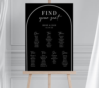 ARCHED Wedding Seating Plan, Long Table Wedding Seating Chart, Micro Wedding Seating Plan, Banquet Table Plan