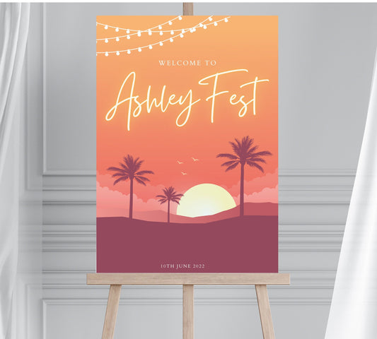 Festival Themed Party Welcome Sign, Neon Sign for Hen Party, Coachella Themed Party Sign, Festival Birthday Sign, Music Festival Birthday