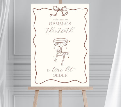 A Tini Bit Older Birthday Party Sign, Espresso Martini Themed 18th 21st 30th 40th Party, Martini Cocktail, Dirty Martini Birthday Sign