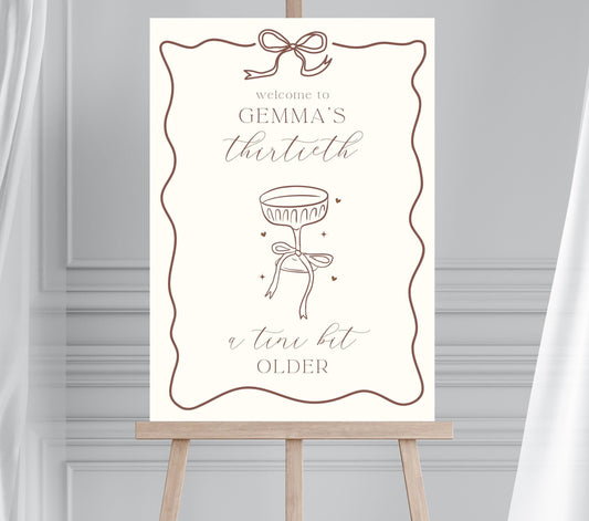 A Tini Bit Older Birthday Party Sign, Espresso Martini Themed 18th 21st 30th 40th Party, Martini Cocktail, Dirty Martini Birthday Sign