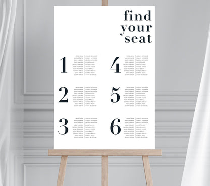 Banquet Wedding Table Minimalist Seating Plan, Long Table Wedding Seating Chart, Micro Wedding Seating Plan