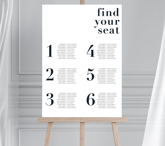 Banquet Wedding Table Minimalist Seating Plan, Long Table Wedding Seating Chart, Micro Wedding Seating Plan