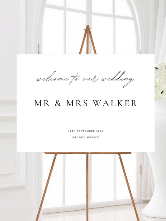 Minimalist Wedding Welcome Sign, Welcome Wedding Sign, Script Wedding Welcome Sign, Modern Wedding Signs, Large Wedding Sign