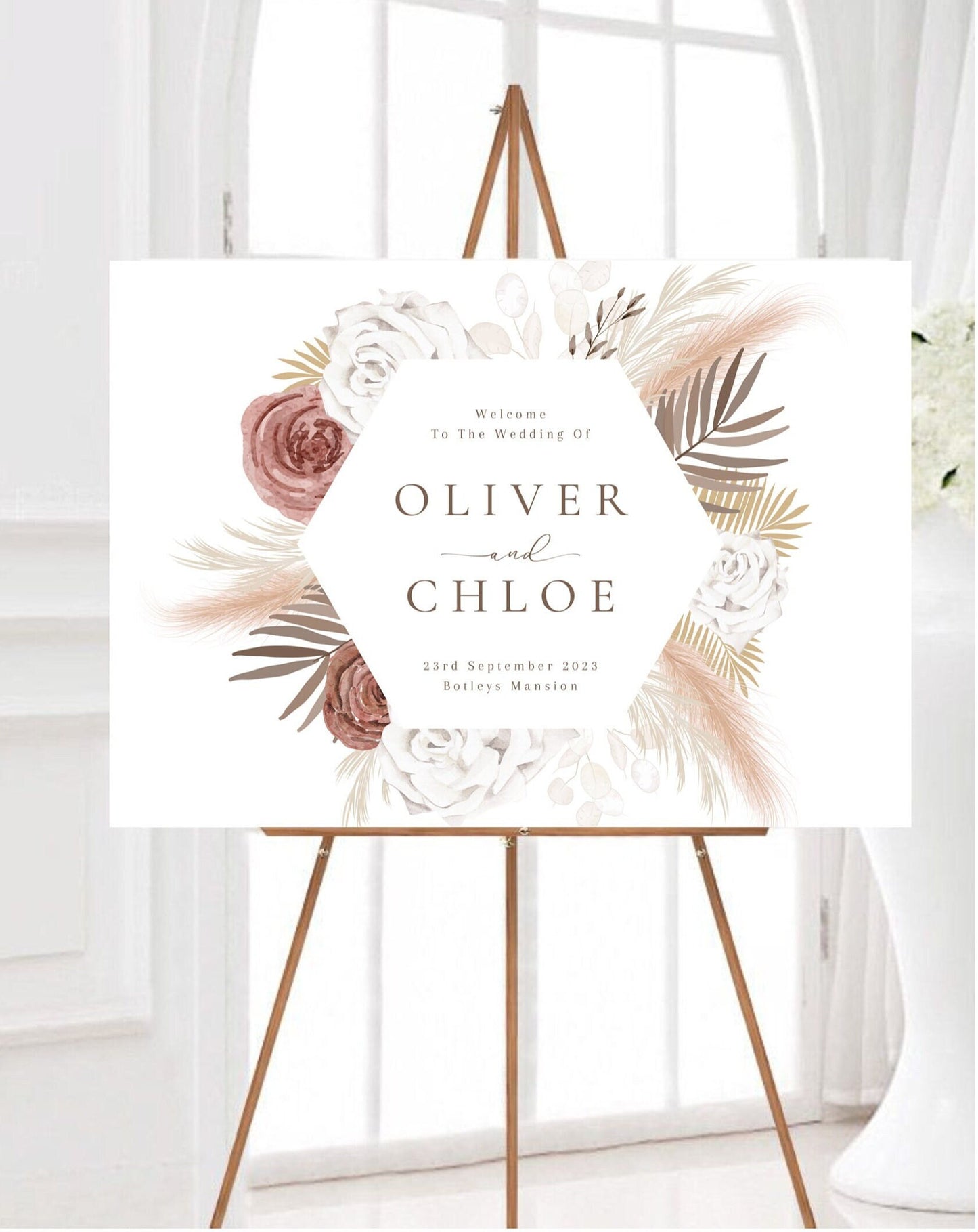 Pampas Wedding Welcome Sign, Boho Wedding Welcome Sign, Pampas Floral Wedding Sign, Pampas Themed Party Welcome Sign, Rustic Themed Wedding