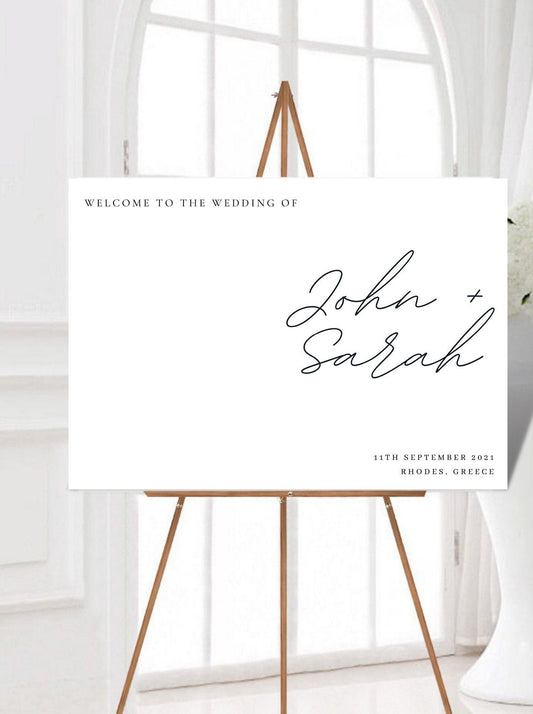 Minimalist Wedding Welcome Sign, Welcome Wedding Sign, Script Wedding Welcome Sign, Modern Wedding Signs, Large Wedding Sign