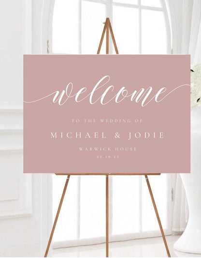 Dusky Pink Wedding Welcome Sign, Blush Pink Welcome Sign, Mauve Welcome Sign, Large Calligraphy Welcome Sign, Dusty Pink Wedding Sign