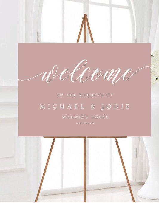 Dusky Pink Wedding Welcome Sign, Blush Pink Welcome Sign, Mauve Welcome Sign, Large Calligraphy Welcome Sign, Dusty Pink Wedding Sign