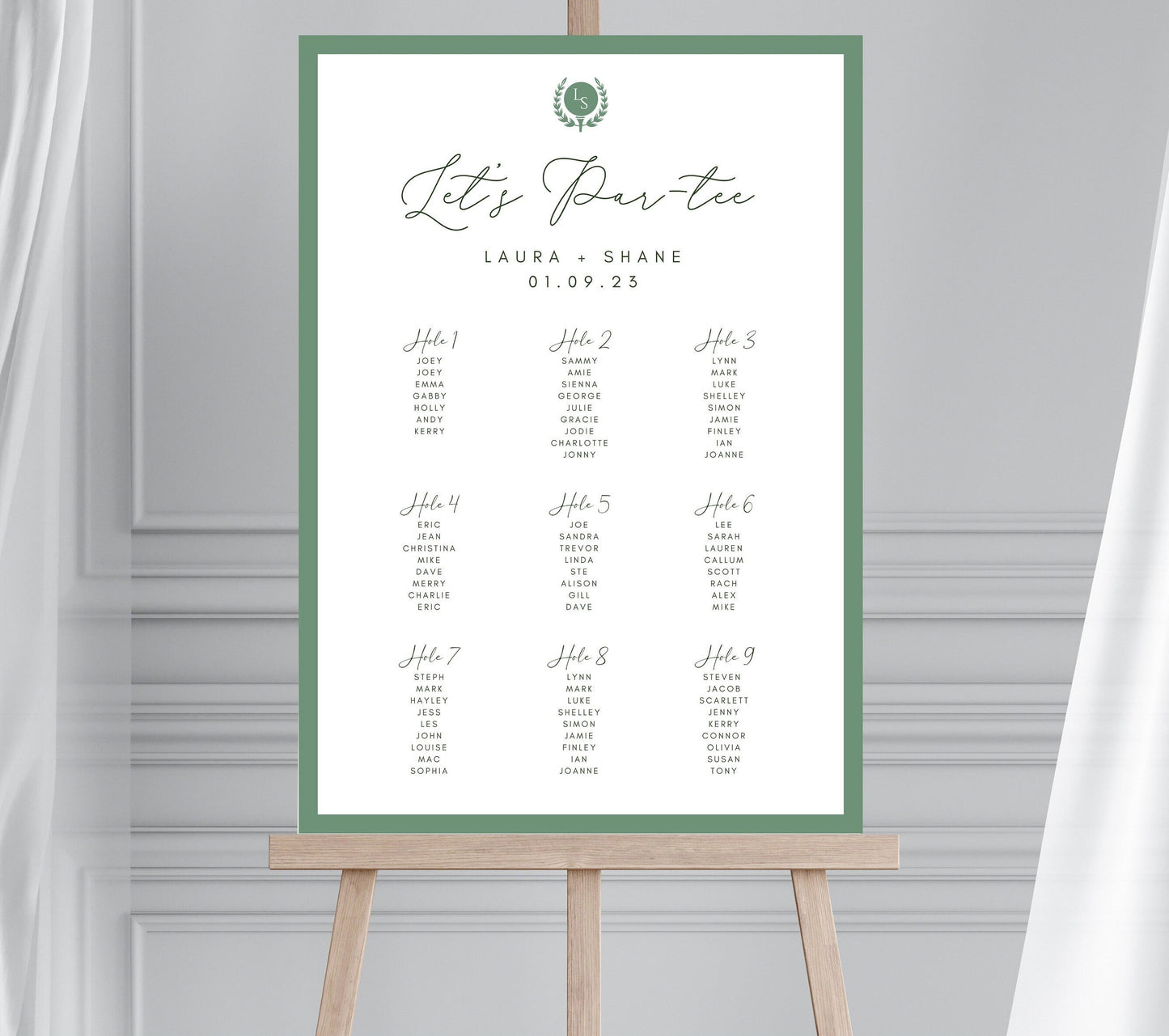 ELEGANT GOLF THEMED Wedding Table Plan, Golf Course Seating Chart, Par-Tee Table Plan, Sports Themed Wedding, Golfer Wedding Sign