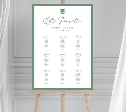ELEGANT GOLF THEMED Wedding Table Plan, Golf Course Seating Chart, Par-Tee Table Plan, Sports Themed Wedding, Golfer Wedding Sign