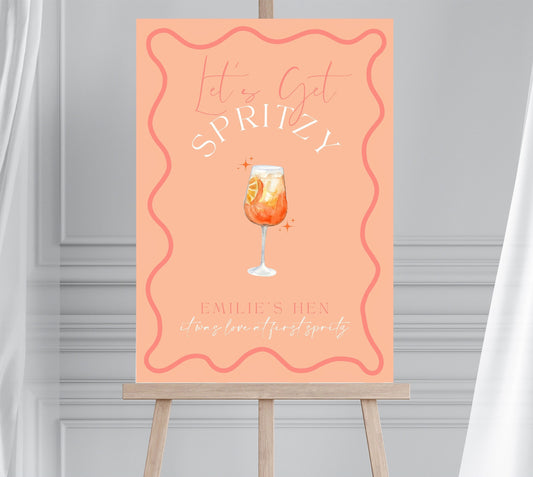 Feelin Spritzy Hen Party Sign, Aperol Spritz Themed Bridal Shower, Spritzy Bachelorette, Hen Do Welcome Sign, Cocktail Hen Party Sign