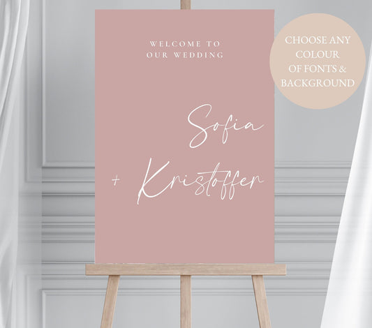 Dusky Pink Wedding Welcome Sign, Blush Pink Welcome Sign, Mauve Welcome Sign, Large Calligraphy Welcome Sign, Dusty Pink Wedding Sign