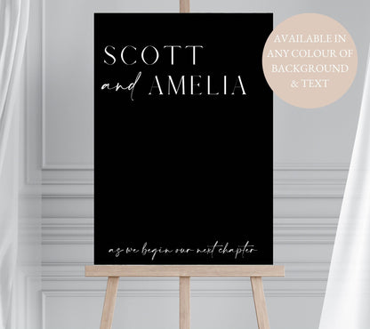 Minimalist Black & White Wedding Welcome Sign, Modern Event Reception Signage, Elegant Wedding Sign