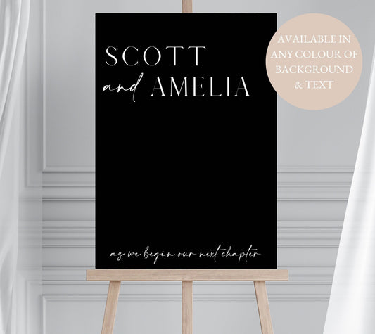 Minimalist Black & White Wedding Welcome Sign, Modern Event Reception Signage, Elegant Wedding Sign