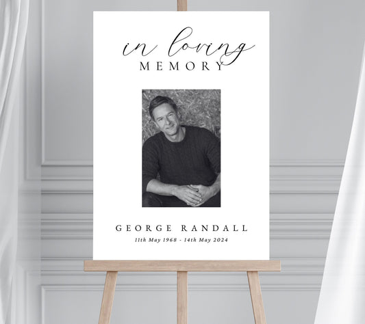 Personalised Funeral Memorial Sign, Funeral Photo Sign,  In Memory Picture Poster, A0 A1 A2 Celebration of Life Sign, Wake Photo Sign