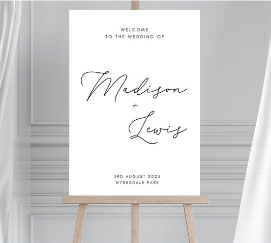 Minimalist Wedding Welcome Sign, Modern Calligraphy Wedding Signage, Large Wedding Welcome Sign, Chic Wedding Sign