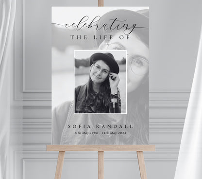 Personalised Funeral Memorial Sign, Funeral Photo Sign,  In Memory Picture Poster, A0 A1 A2 Celebration of Life Sign, Wake Photo Sign