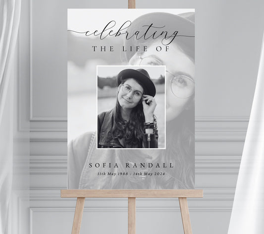 Personalised Funeral Memorial Sign, Funeral Photo Sign,  In Memory Picture Poster, A0 A1 A2 Celebration of Life Sign, Wake Photo Sign