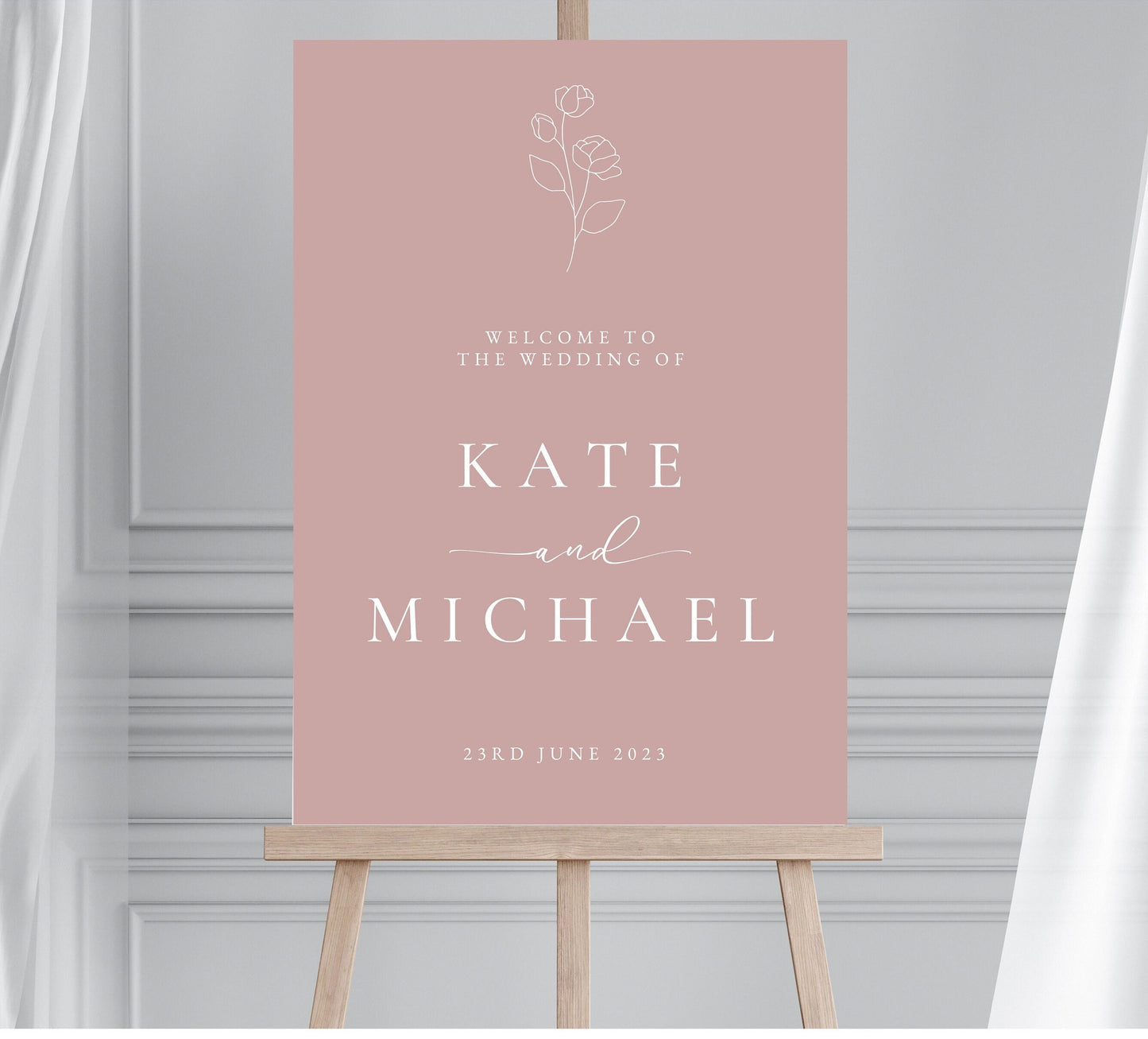 Dusky Pink Wedding Welcome Sign, Blush Pink Welcome Sign, Mauve Welcome Sign, Large Calligraphy Welcome Sign, Dusty Pink Wedding Sign