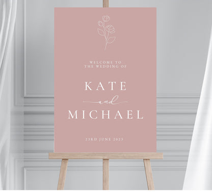 Dusky Pink Wedding Welcome Sign, Blush Pink Welcome Sign, Mauve Welcome Sign, Large Calligraphy Welcome Sign, Dusty Pink Wedding Sign