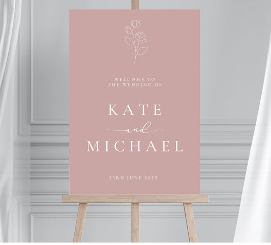 Dusky Pink Wedding Welcome Sign, Blush Pink Welcome Sign, Mauve Welcome Sign, Large Calligraphy Welcome Sign, Dusty Pink Wedding Sign
