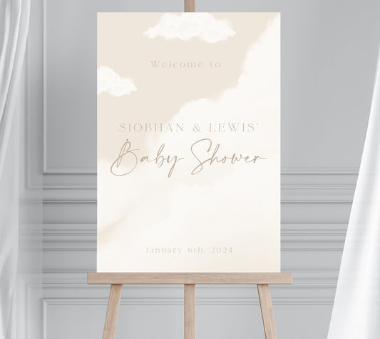 Neutral Baby Shower Welcome Sign, Cloud Baby Shower Sign, Gender Neutral Baby Shower, Minimalist Baby Shower Sign, Unisex Baby Shower