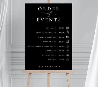Wedding Order of the Day Sign, Wedding Order of Events Sign, Wedding Timeline, Wedding Itinerary Sign, Minimalist Wedding Sign
