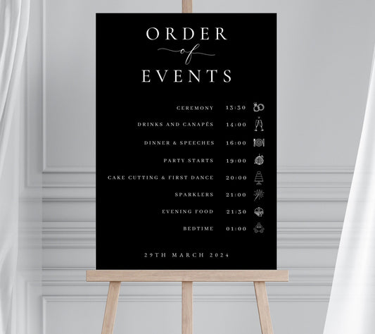 Wedding Order of the Day Sign, Wedding Order of Events Sign, Wedding Timeline, Wedding Itinerary Sign, Minimalist Wedding Sign