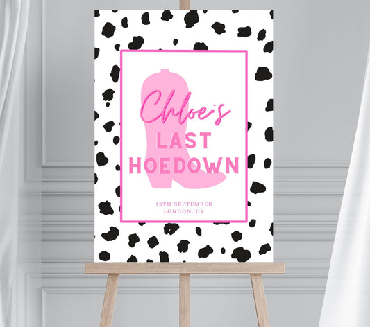 LAST HOEDOWN RODEO Bridal Shower Welcome Sign, Cowgirl Hen Party Welcome Sign, Last Rodeo Hen Party Welcome