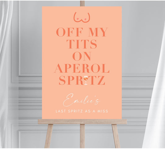Feelin Spritzy Hen Party Sign, Off My Tits On Aperol Spritz Bridal Shower, Spritzy Bachelorette, Hen Do Welcome Sign, Cocktail Hen Party
