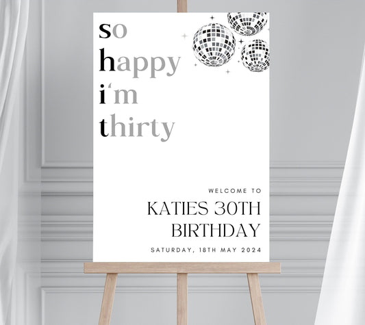 30th Birthday Welcome Sign, Oh Shit Birthday Welcome Sign, Look Who's 30, Birthday Poster Funny, Disco Themed 30th 40th 50th 60th Poster
