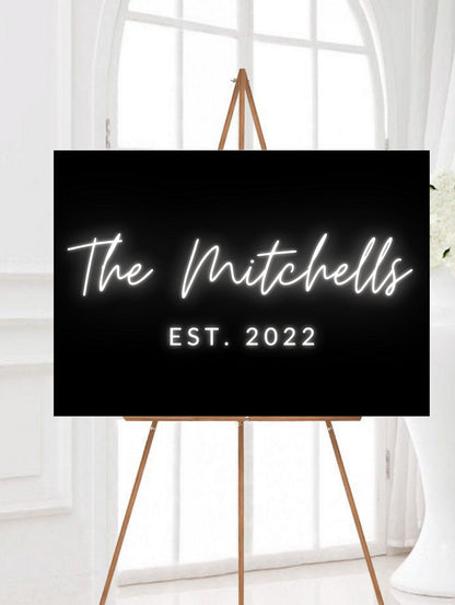 Black Neon Effect Wedding Sign, LED Neon Effect Wedding Sign, Custom Neon Sign, Neon Wedding Sign