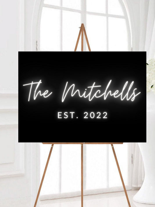 Black Neon Effect Wedding Sign, LED Neon Effect Wedding Sign, Custom Neon Sign, Neon Wedding Sign