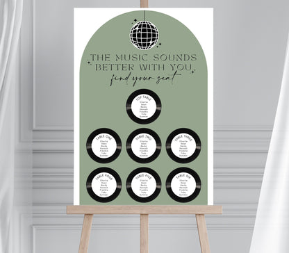 Music Album Wedding Table Plan, Vinyl Record Seating Plan, Music Theme Table Plan, Rock & Roll Wedding, Alternative Wedding, Jukebox Wedding