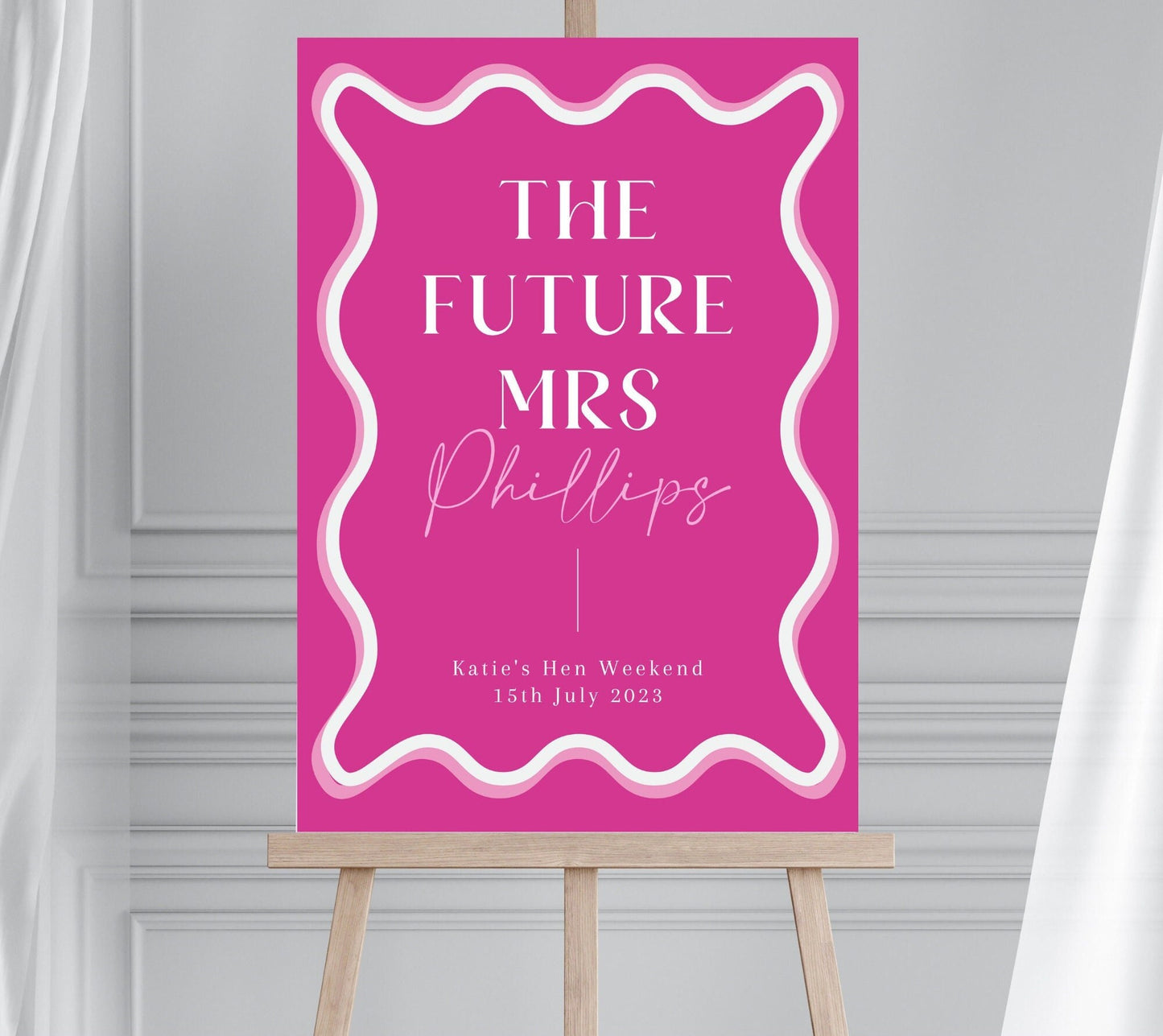Pink Wave Hen Party Welcome Sign, Wavey Bridal Shower Sign, Modern Hen Party Welcome Sign, Pink Bridal Shower Sign, Last Disco Hen Party