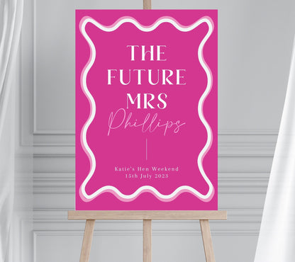 Pink Wave Hen Party Welcome Sign, Wavey Bridal Shower Sign, Modern Hen Party Welcome Sign, Pink Bridal Shower Sign, Last Disco Hen Party