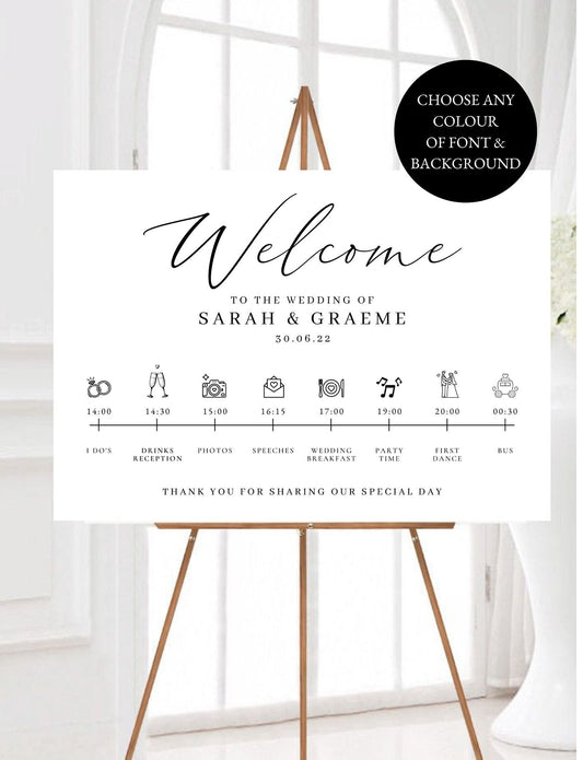 Minimalist Order of the Day Welcome Sign, Wedding Order of Events Welcome, Minimalist Wedding Timeline Sign, Large Wedding Program