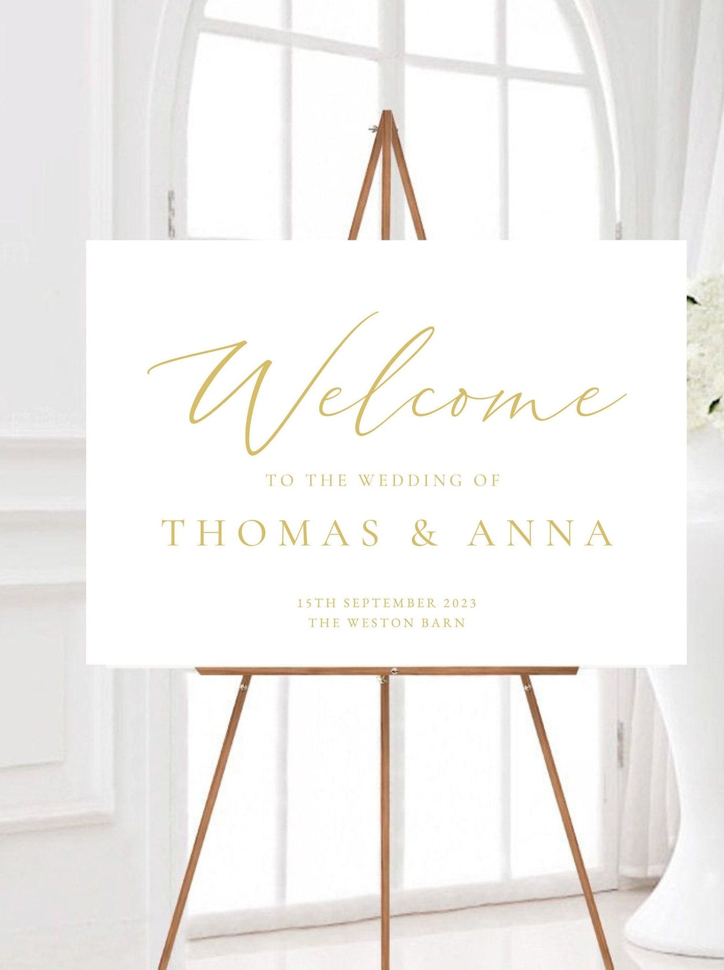 Minimalist Gold Wedding Welcome Sign, Personalised Welcome to our Wedding Sign, Gold Wedding Sign, Elegant Wedding Sign, Modern Wedding Sign