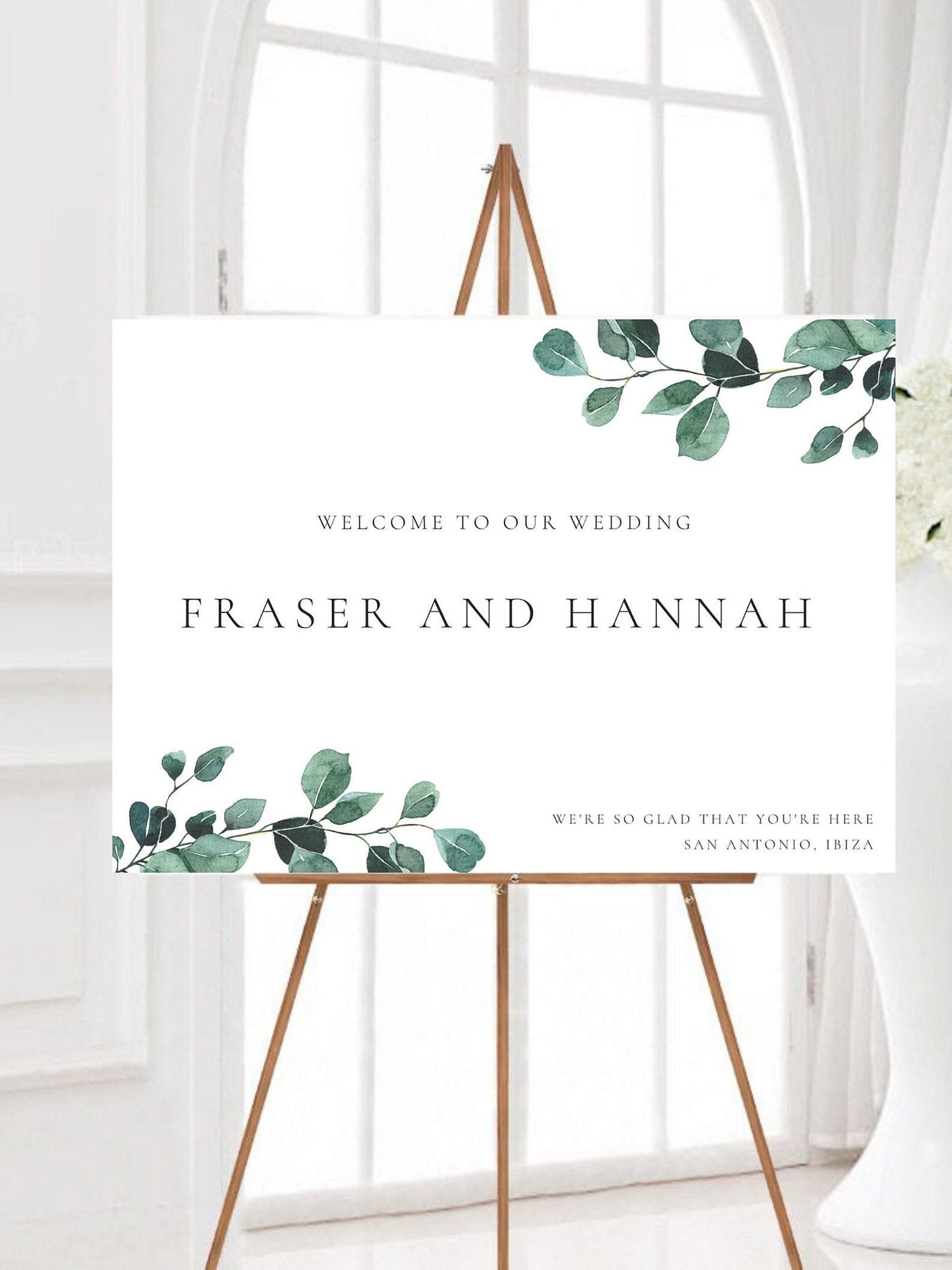 Eucalyptus Wedding Welcome Sign, Rustic Green Welcome Sign, Foliage Greenery Wedding Welcome Sign