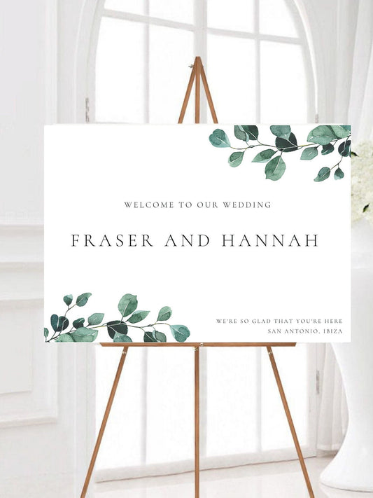 Eucalyptus Wedding Welcome Sign, Rustic Green Welcome Sign, Foliage Greenery Wedding Welcome Sign