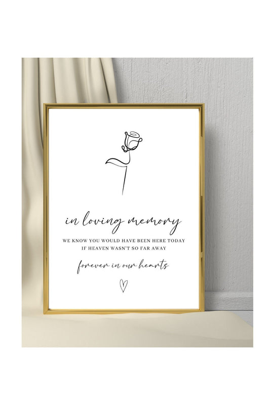 In Loving Memory Wedding Sign, Wedding Memorial Sign, Heaven Wedding Sing, Rest In Peace Wedding Sign, Forever in Our Hearts Wedding Sign