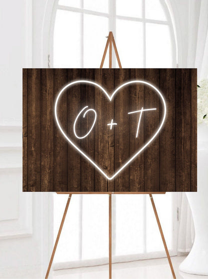 Wooden Neon Effect Wedding Sign, Rustic LED Neon Effect Wedding Sign, Custom Neon Sign, Party Wall Decor