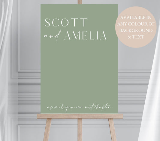 Minimalist Sage & White Wedding Welcome Sign, Modern Event Reception Signage, Olive Wedding Sign, Sage Wedding Decor